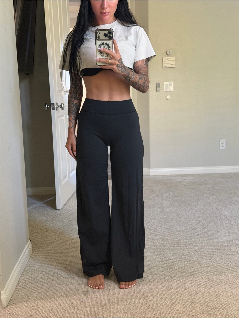 Wide Leg Women's Pants — Black